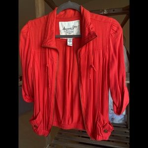 American Rag Cie coral 3/4 cuffed sleeve zipjacket